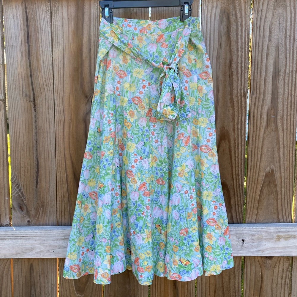 Vintage Meadowbank 70’s Floral and Butterflies Wrap Skirt